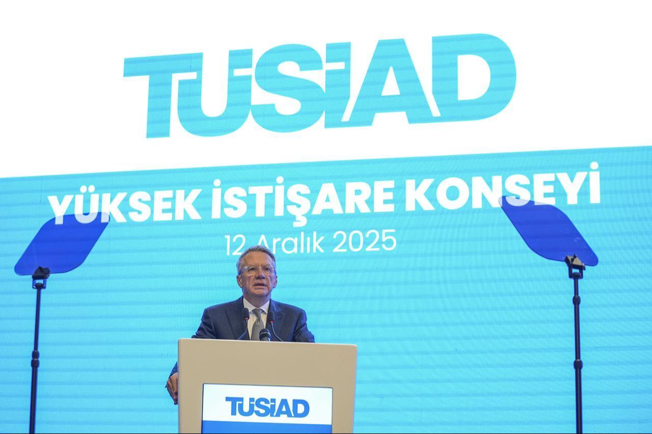 Turkish Industry and Business Association (TUSIAD)High Advisory Council Chairman Omer Aras speaking during the TUSIAD High Advisory Council meeting in Ankara, Türkiye, Dec. 12, 2025. (AA Photo)