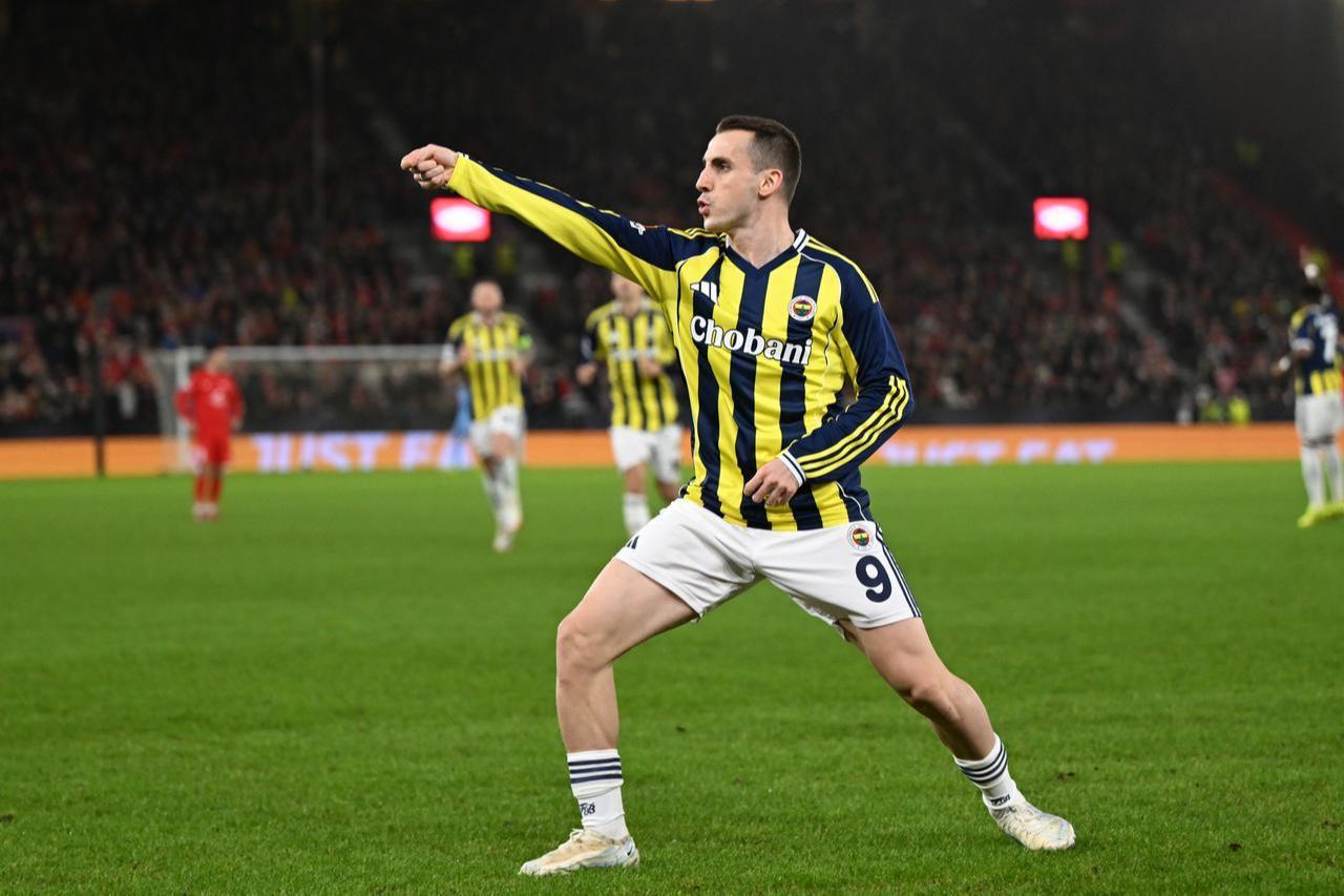 Kerem Akturkoglu of Fenerbahce celebrates after scoring a goal during the UEFA Europa League Week 6 match between Brann and Fenerbahce at Brann Stadium in Bergen, Norway, December 11, 2025. (AA Photo)