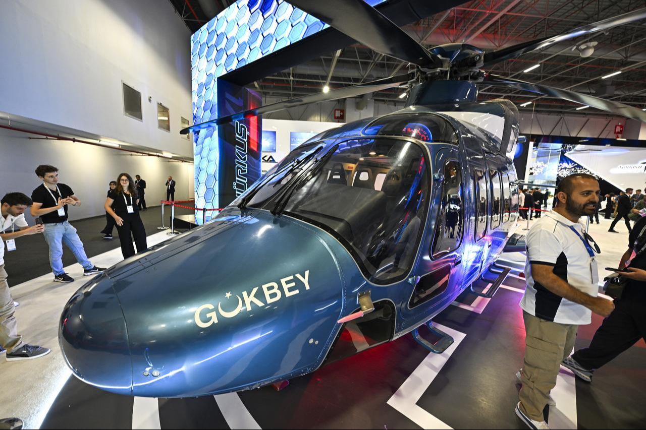 T625 Gokbey is showcased at the 17th International Defense Industry Fair (IDEF 2025) in Istanbul, Türkiye, on July 26, 2025. (AA Photo)