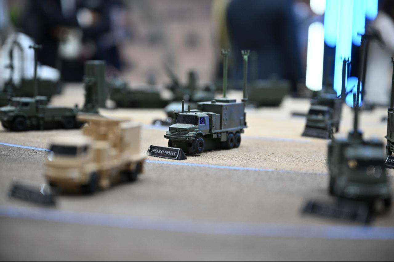 A general view of the Hisar-O air defense along with other Steel Dome assets at the International Defense and Security Equipment Fair (DSEI) in London, United Kingdom, Sept. 9, 2025. (AA Photo)