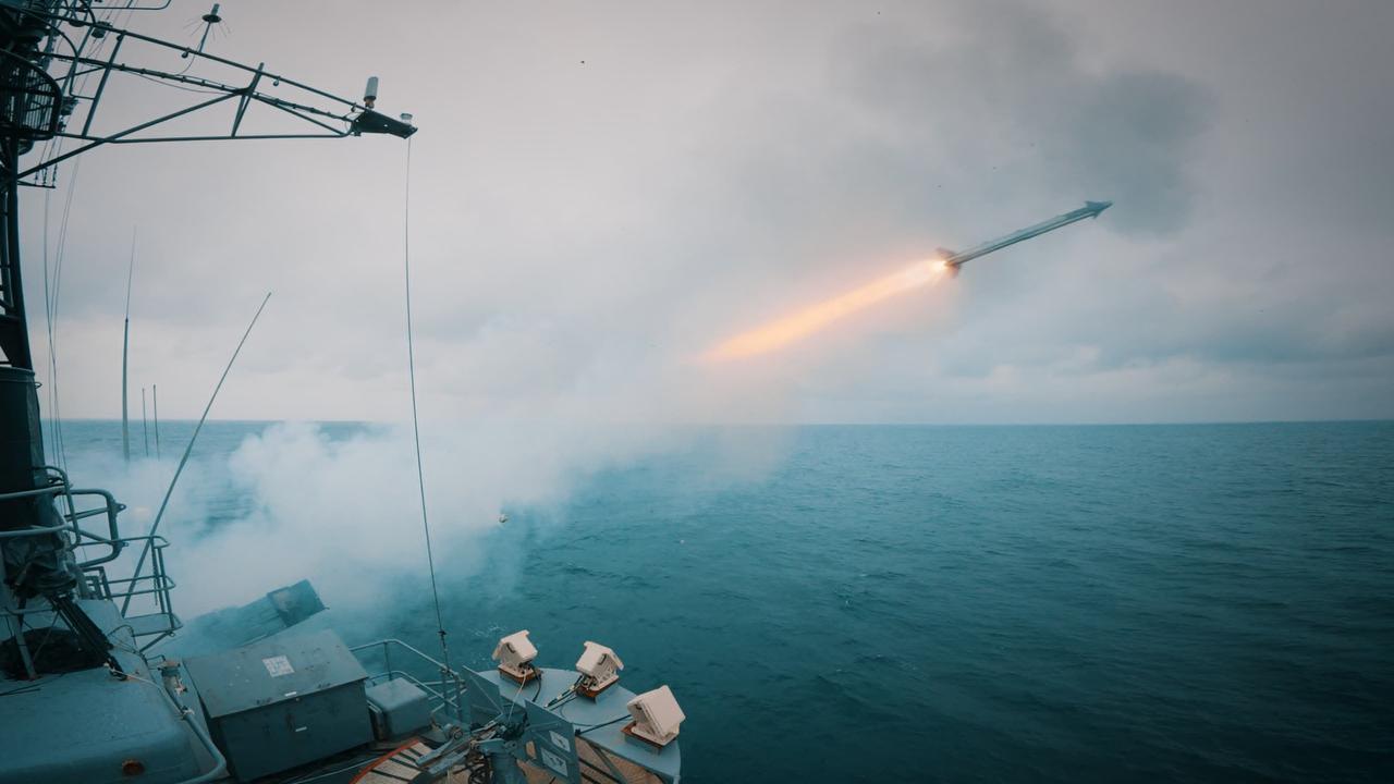 GOKSUR, Türkiye's national and indigenous point air defense system developed by ASELSAN and TUBITAK SAGE, fired its first shot from a surface platform. (AA Photo)