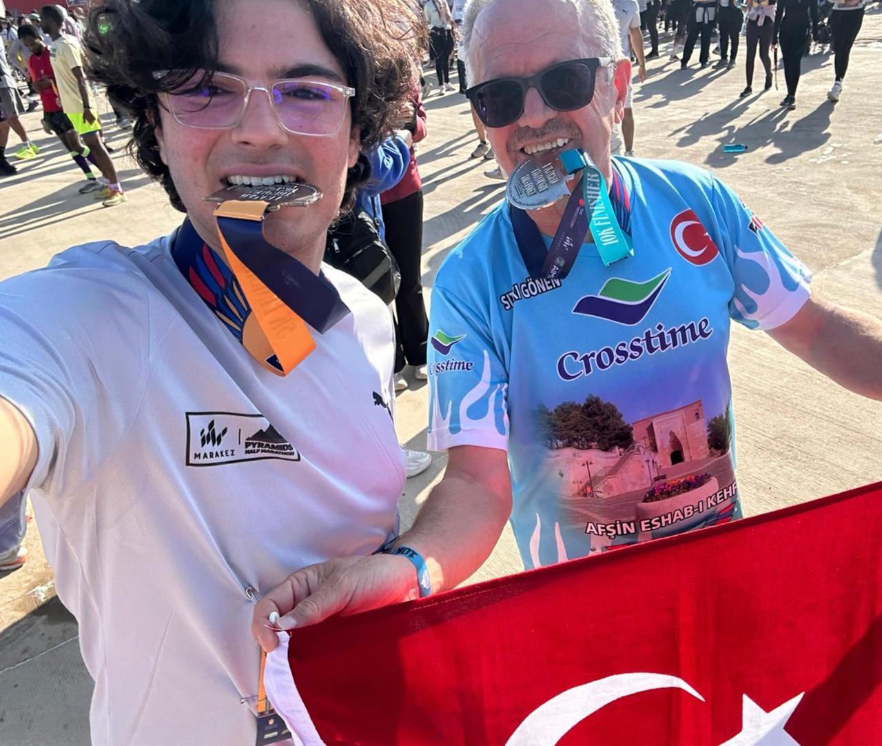 Turkish participation in joining the Pyramids Half Marathon that kicks off Saturday west of Egypt’s capital, Cairo, on December 13, 2025. (Photo via X / @TurkishCairoAmb)