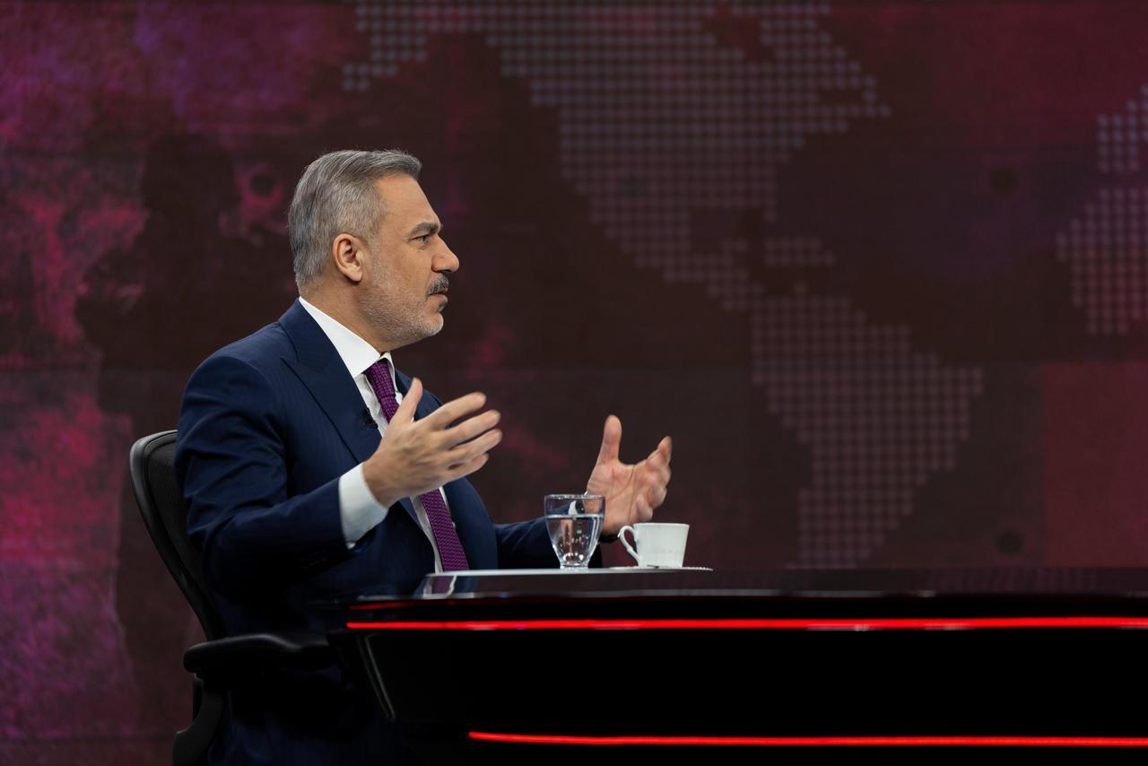 Foreign Minister Hakan Fidan speaks during a live broadcast of TVNET channel in Istanbul, Türkiye, December 13, 2025. (AA Photo)