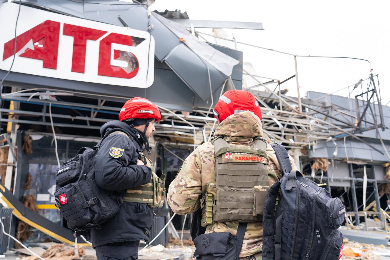 A view of the area following a drone attack in Zaporizhzhia, Ukraine on Dec. 14, 2025. (AA Photo)