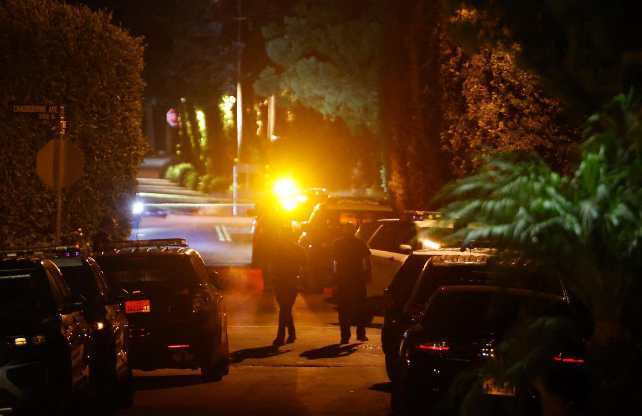 LAPD officers are seen at the scene as police investigate the deaths of two individuals found at Rob Reiner’s residence in Brentwood, California, US, December 14, 2025. (AFP Photo)