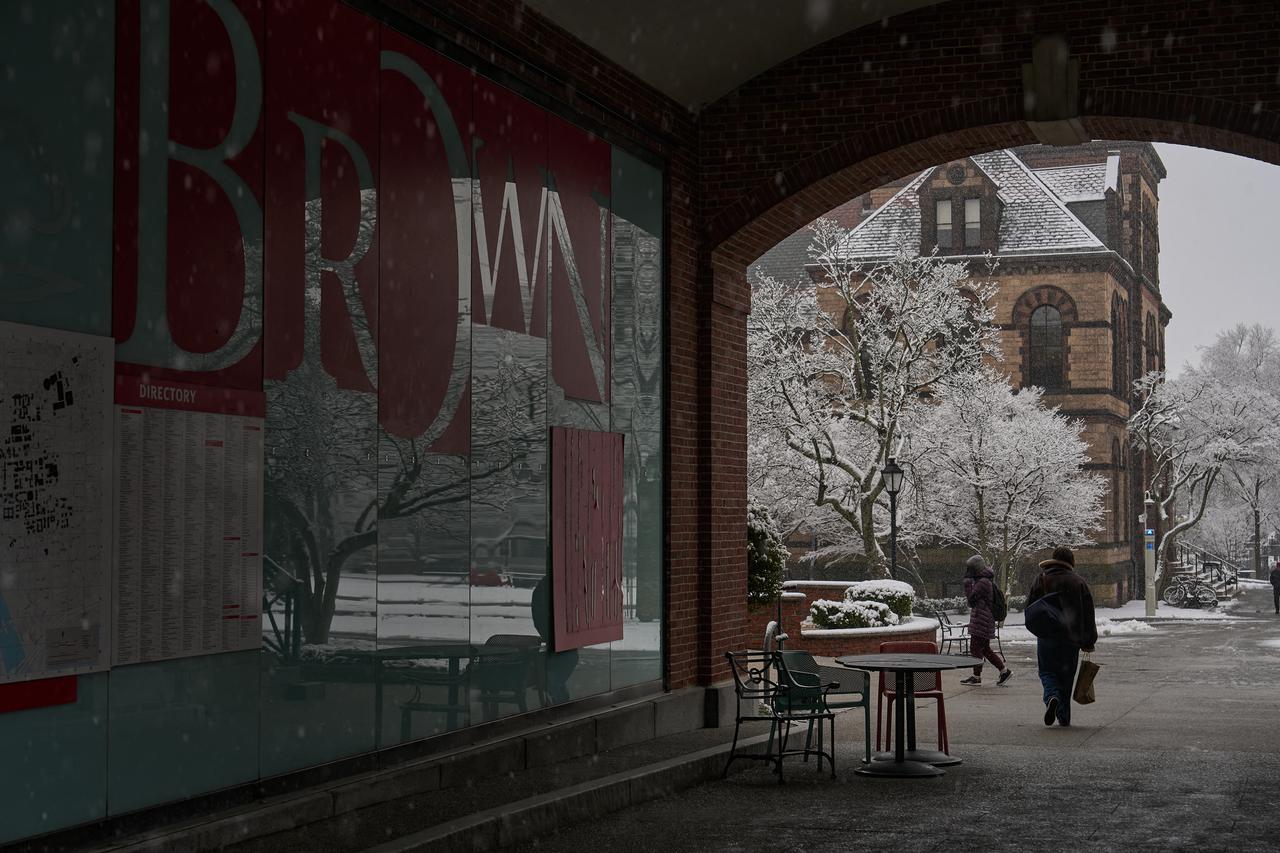 Students walk through the Stephen Robert Campus Center at Brown University in Providence, Rhode Island on Dec. 14, 2025. (AFP Photo)