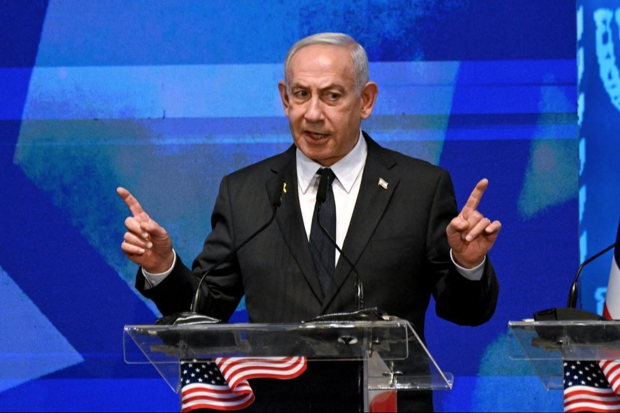 Israeli Prime Minister Benjamin Netanyahu speaks to members of a bipartisan delegation of American legislators at the Foreign Ministry in Jerusalem, Israel on Sept. 15, 2025. (AFP Photo)