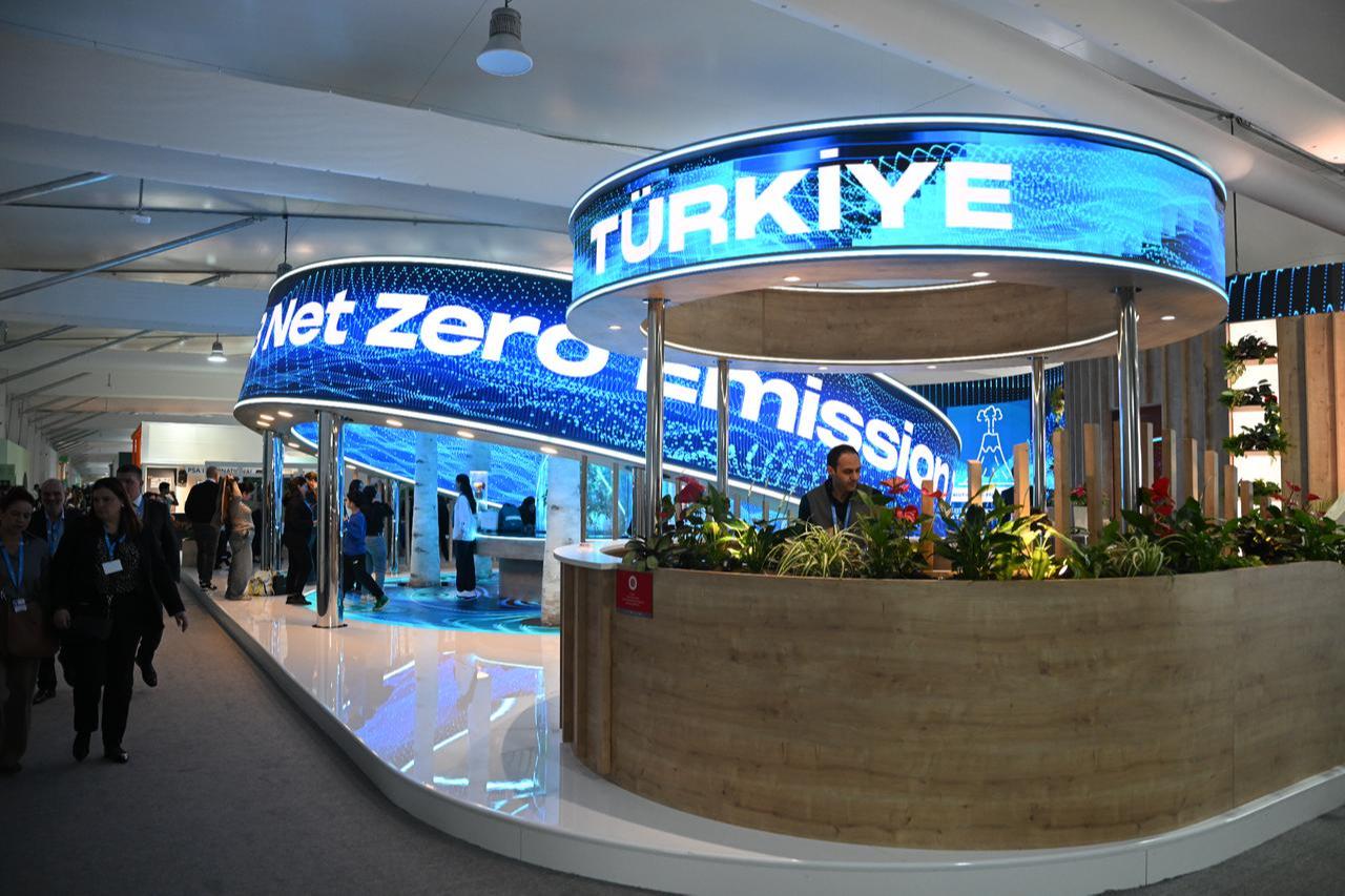 Visitors visit the “Zero Waste” themed country pavilion of the Turkish Directorate of Communications as part of the 29th Conference of the Parties (COP29) to the UN Framework Convention on Climate Change (UNFCCC) in Baku, Azerbaijan on Nov. 12, 2024. (AA Photo)