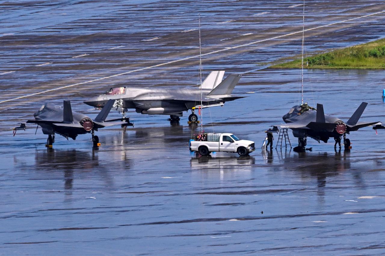 US Marine Corps F-35B fighter jets sit on the tarmac at José Aponte de la Torre Airport, formerly Roosevelt Roads Naval Station in Ceiba, Puerto Rico on Dec. 17, 2025. (AFP Photo)