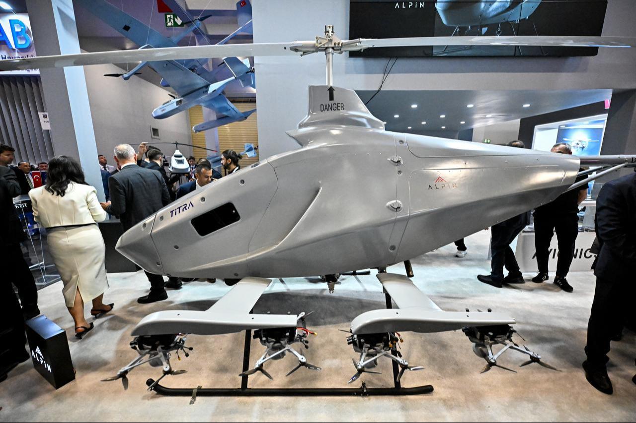 ALPIN-2 unmanned helicopter displayed by Titra Teknoloji during the 17th International Defense Industry Fair 2025 (IDEF) in Istanbul, July 23, 2025. (AA Photo)