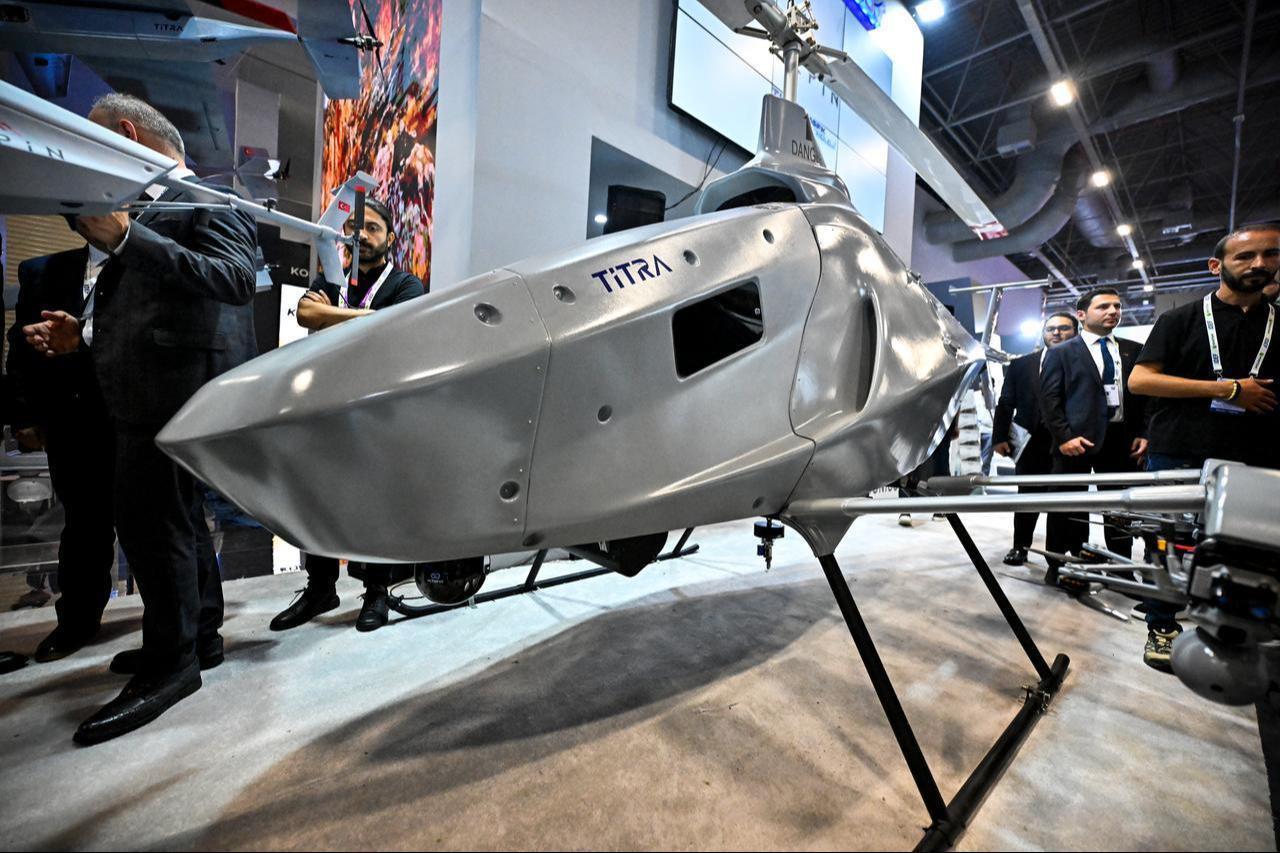 ALPIN-2 unmanned helicopter displayed by Titra Teknoloji during the 17th International Defense Industry Fair 2025 (IDEF) in Istanbul, July 23, 2025. (AA Photo)