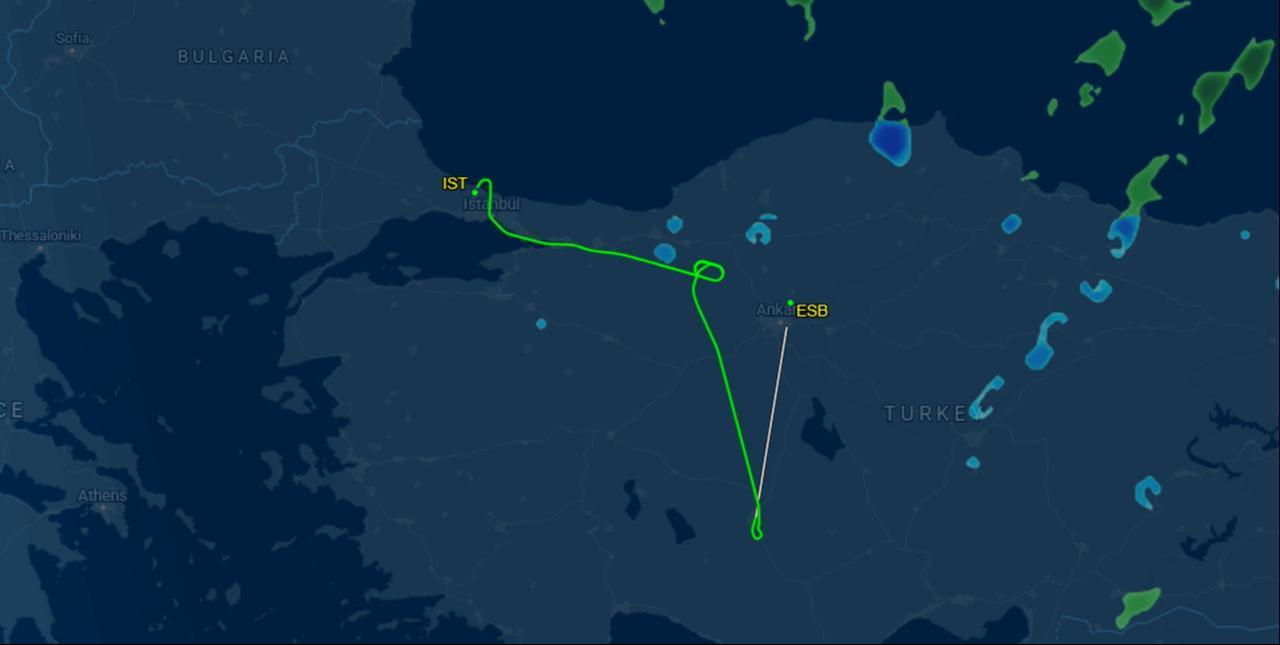 Turkish Airlines' TK2170 flight which were diverted to Konya, Türkiye. (Photo via flightaware.com)