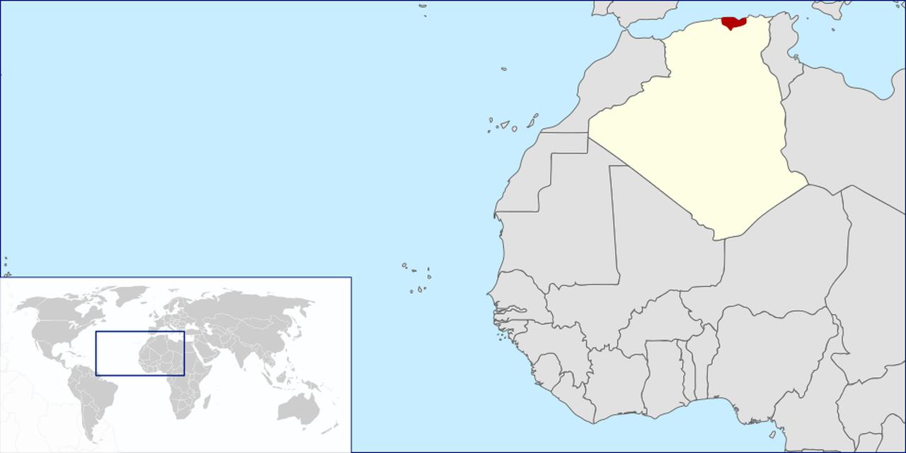 Locator map of Kabylie in Nothern Africa.