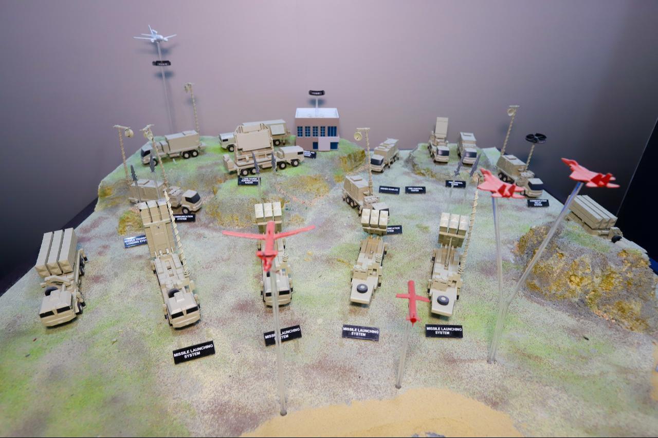 A view of models belonging to Aselsans Steel Dome air defense system on a stand during the 4th EDEX 2025 Egypt Defense Expo in Cairo, Egypt, Dec. 2, 2025. (AA Photo)