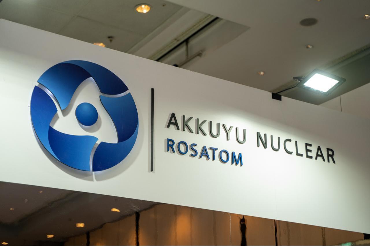 Rosatom Akkuyu Nuclear logo displayed at a trade fair booth in Istanbul, Türkiye on June 20, 2023. (Adobe Stock Photo)