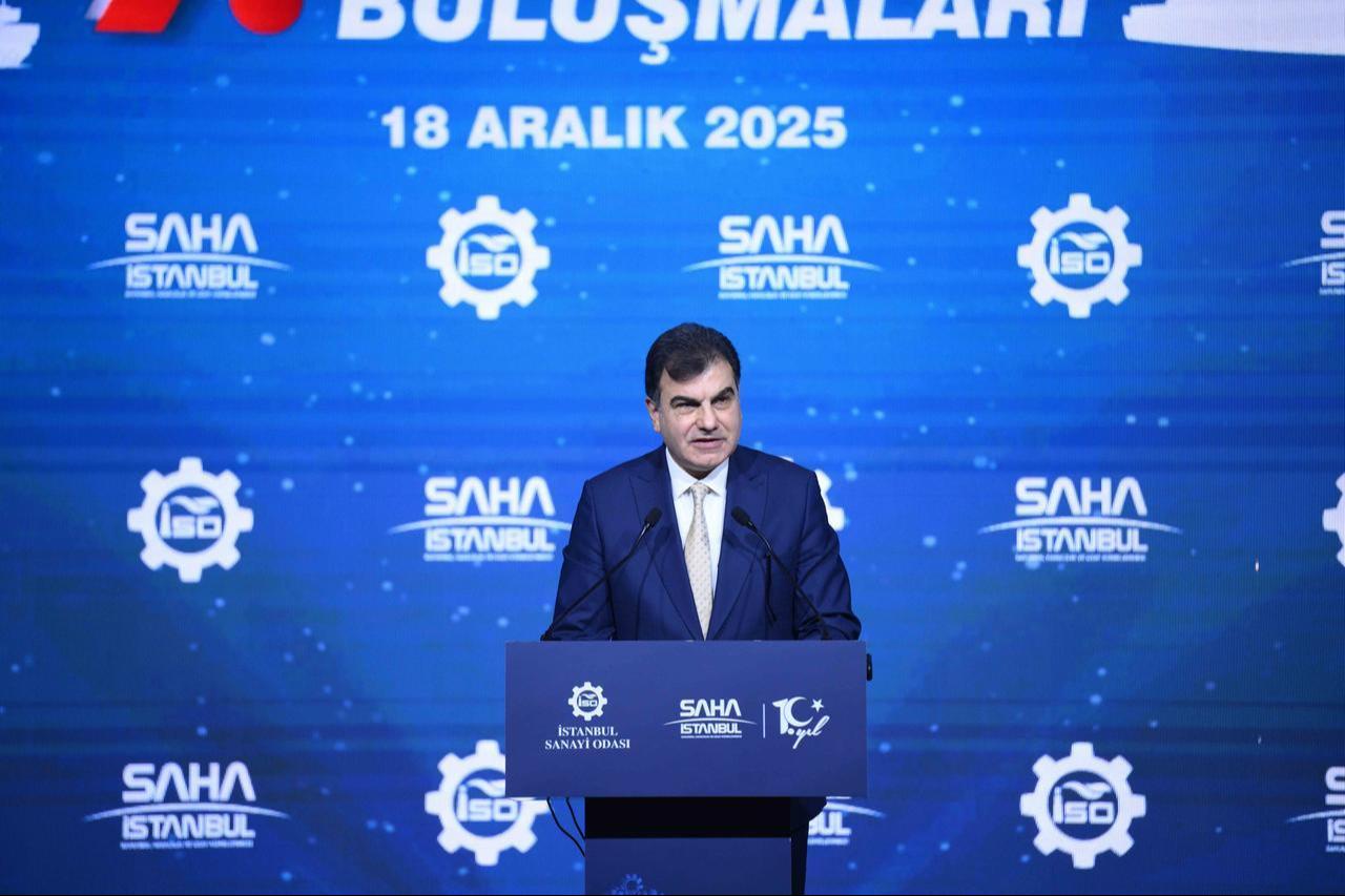 Deputy Minister of Defense Musa Heybet speaking at the 7th Defense Industry Meetings in Istanbul, Türkiye, Dec. 18, 2025. (AA Photo)