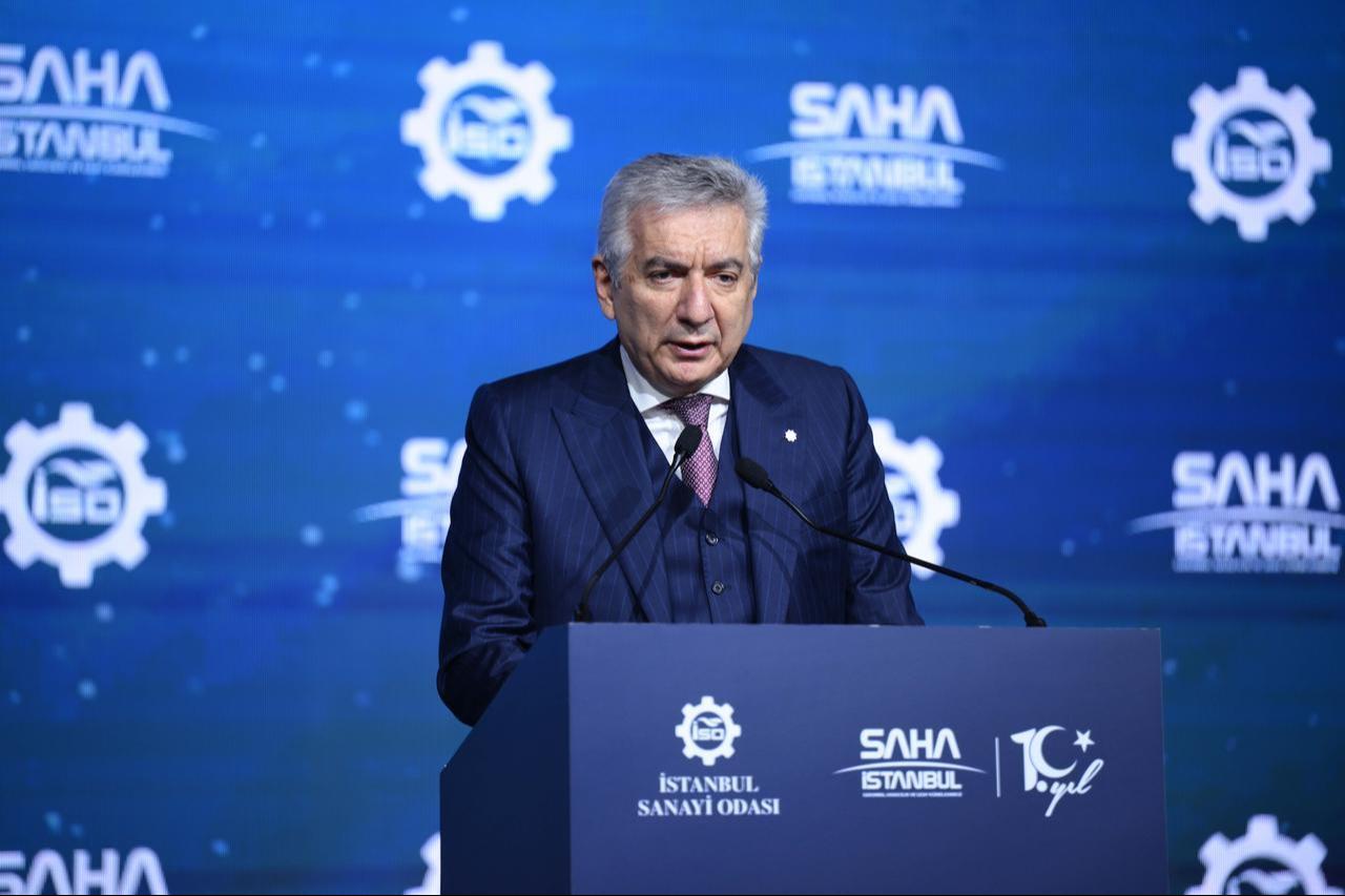 Istanbul Chamber of Industry Board Chairman Erdal Bahcivan speaking at the 7th Defense Industry Meetings in Istanbul, Türkiye, Dec. 18, 2025. (AA Photo)