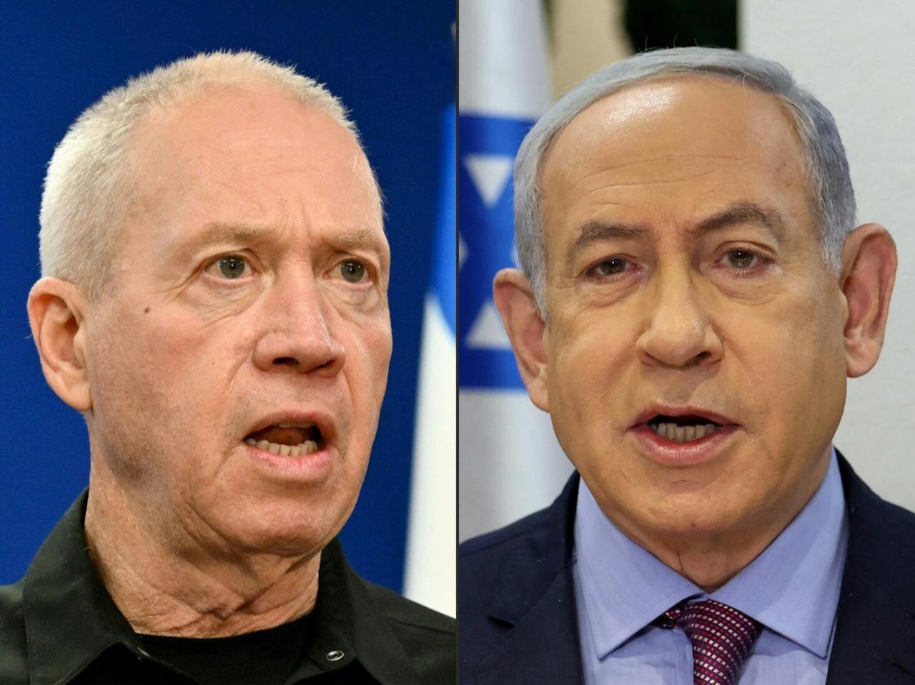 A combination photo shows former Israeli Defense Minister Yoav Gallant (left) and Prime Minister Benjamin Netanyahu (right). (AFP Photo)