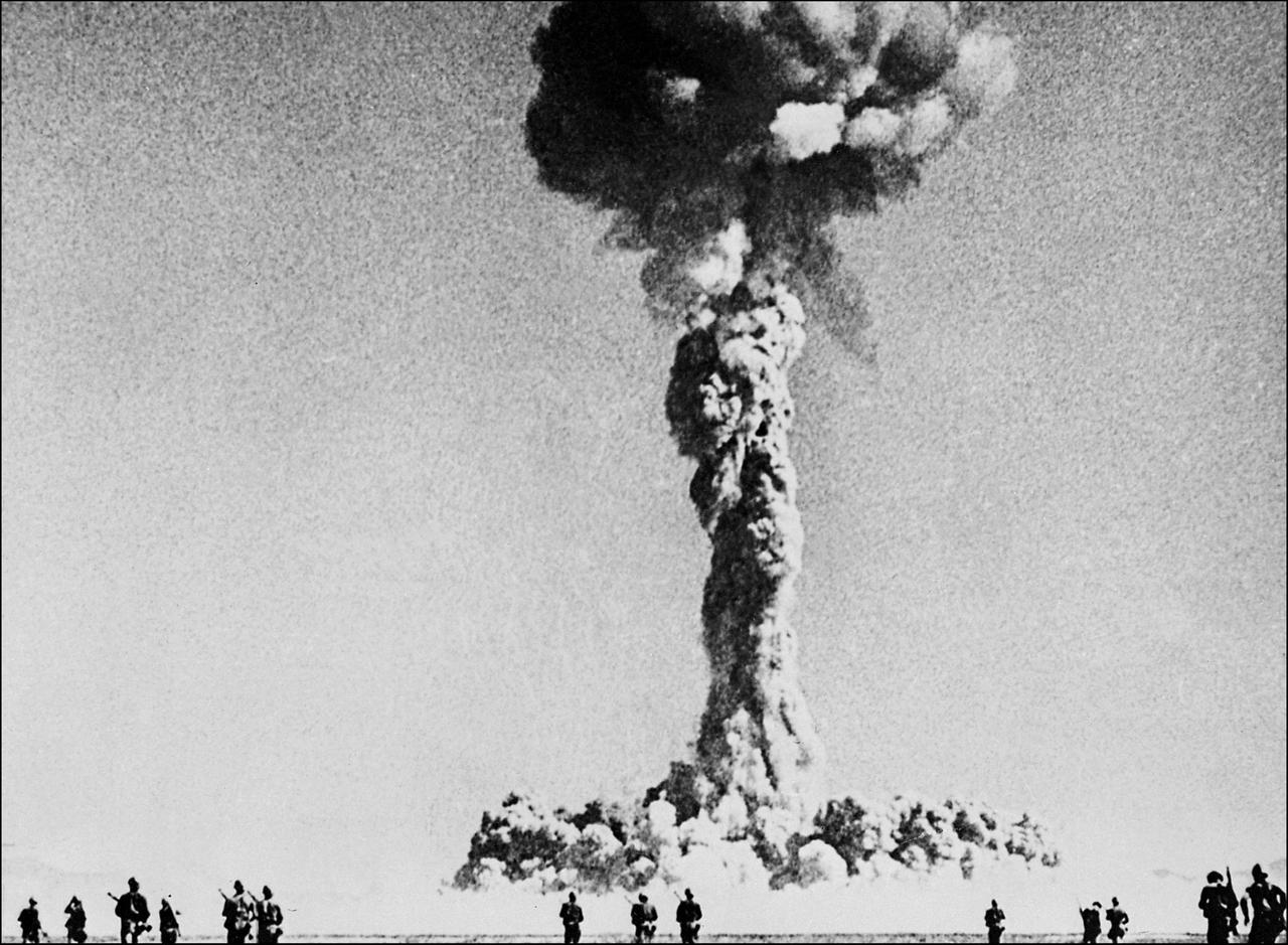 View of an experimental explosion on April 25, 1952 of a thermonuclear or hydrogen bomb, photo date and time undisclosed. (AFP Photo)