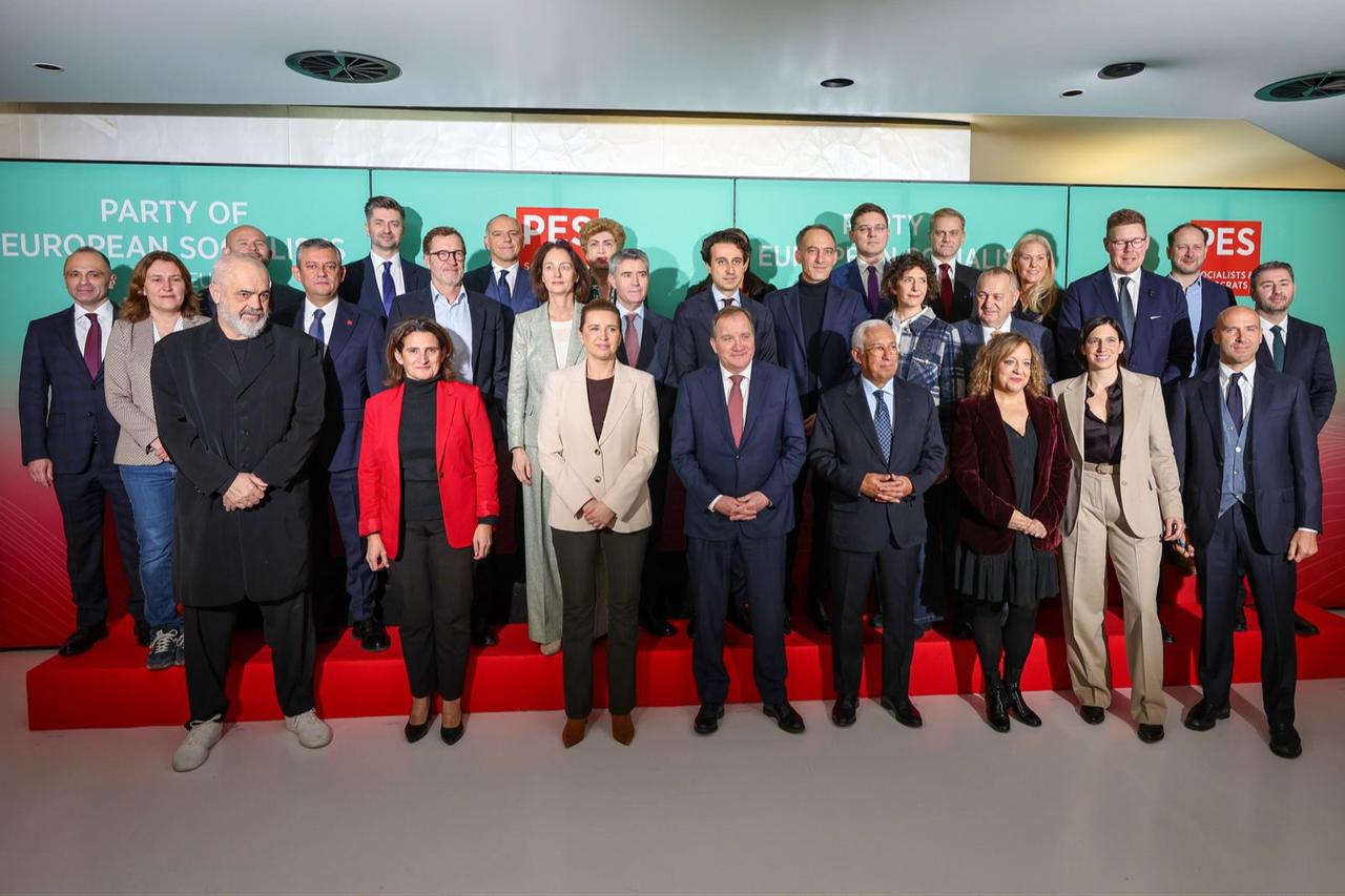 Party of European Socialists (PES) leaders in Brussels on 18 Dec. 2025. (CHP photo)
