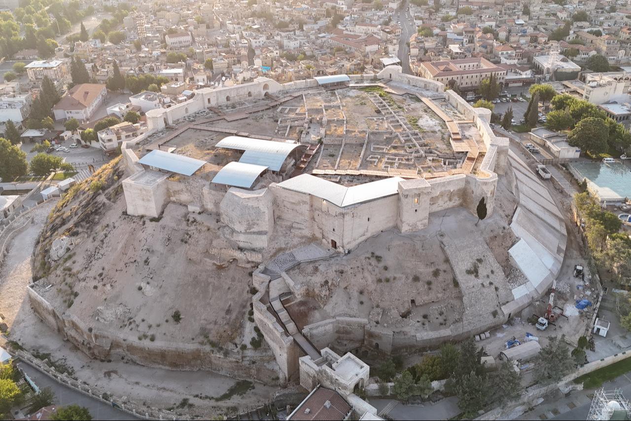 An aerial view of the restored Gaziantep Castle following completion of post-earthquake consolidation works in southeastern Türkiye, Dec. 3, 2025. (AA Photo)
