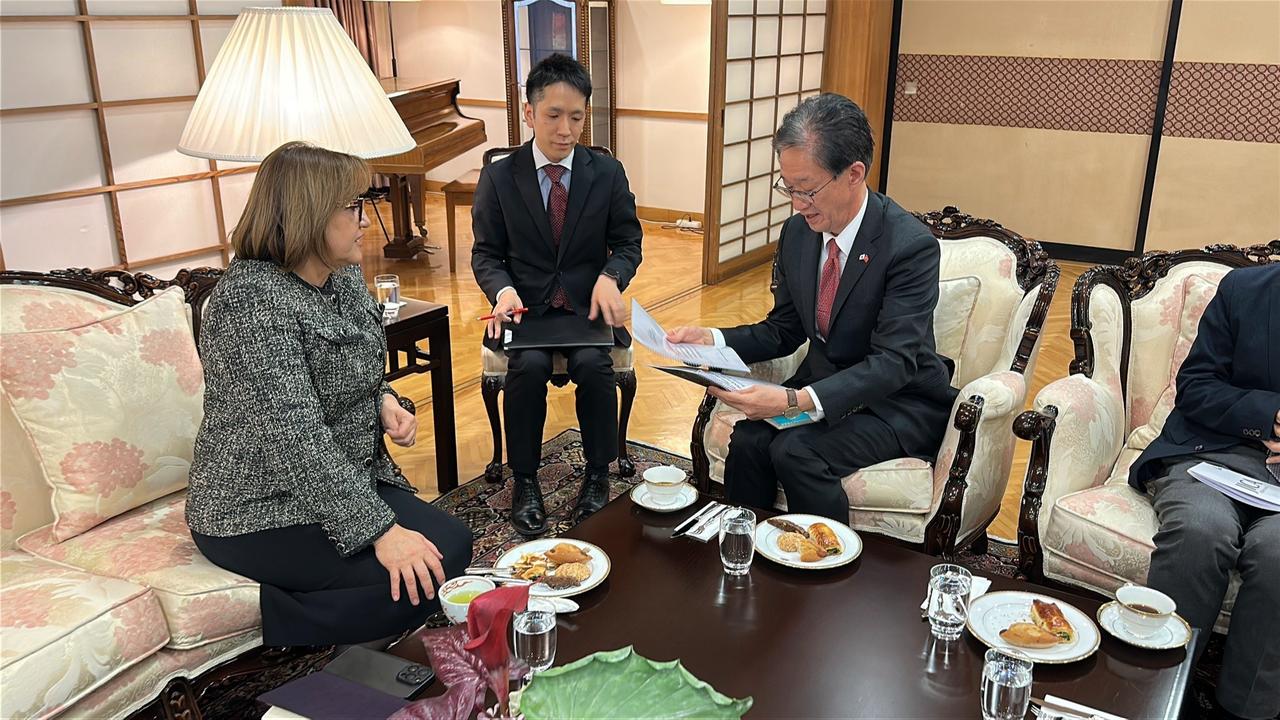 Gaziantep Metropolitan Municipality Mayor Fatma Sahin visits Japan’s Ambassador to Ankara, Tamura Masami, following Japan’s decision to list Gaziantep as a travelable city for Japanese nationals, Ankara, Türkiye, Dec. 19, 2025. (IHA Photo)