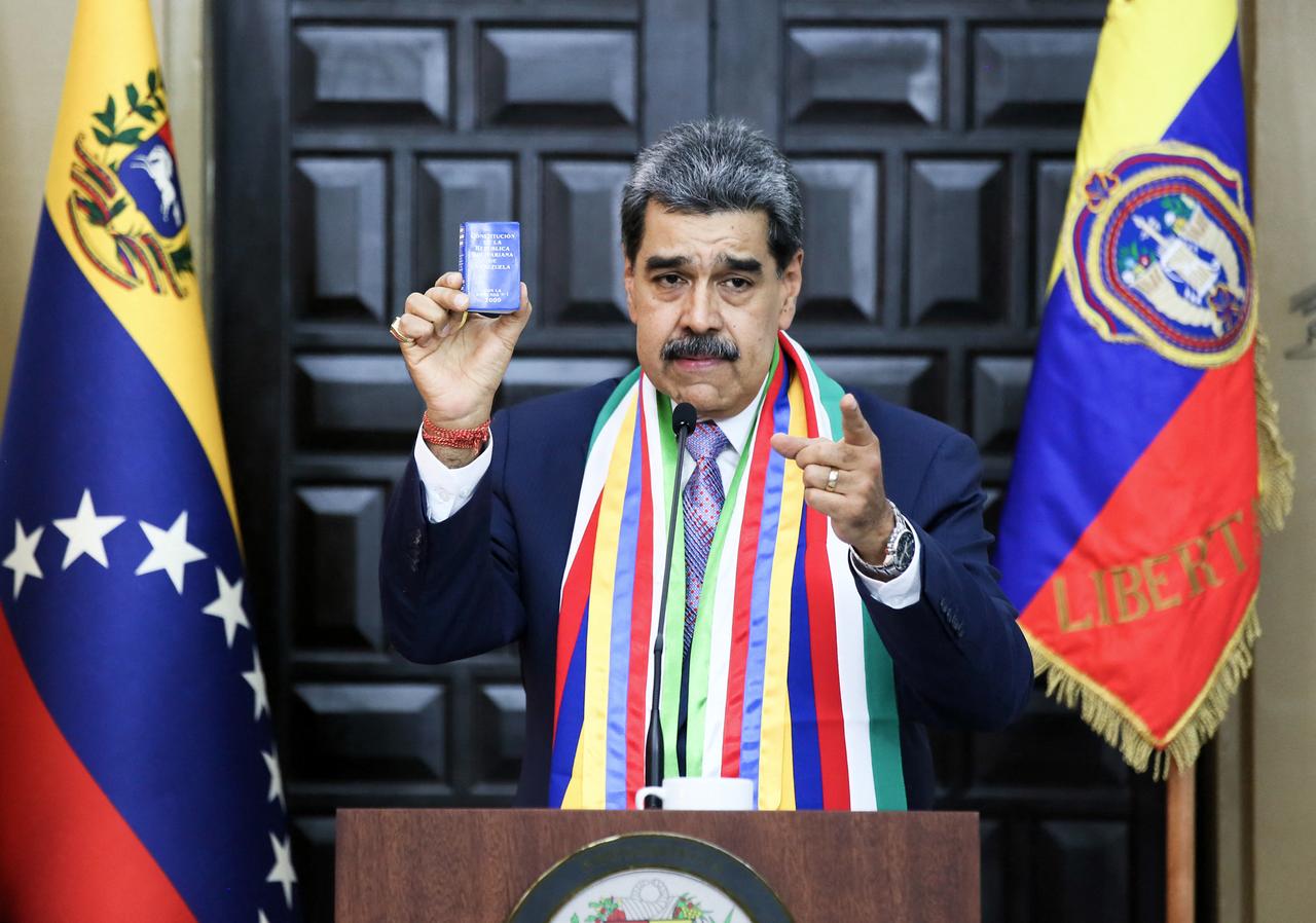 This handout picture released by the Venezuelan Presidency shows Venezuela's President Nicolas Maduro speaking during an event marking the anniversary of the death of Liberator Simon Bolivar in Caracas on December 17, 2025. (AFP Photo)