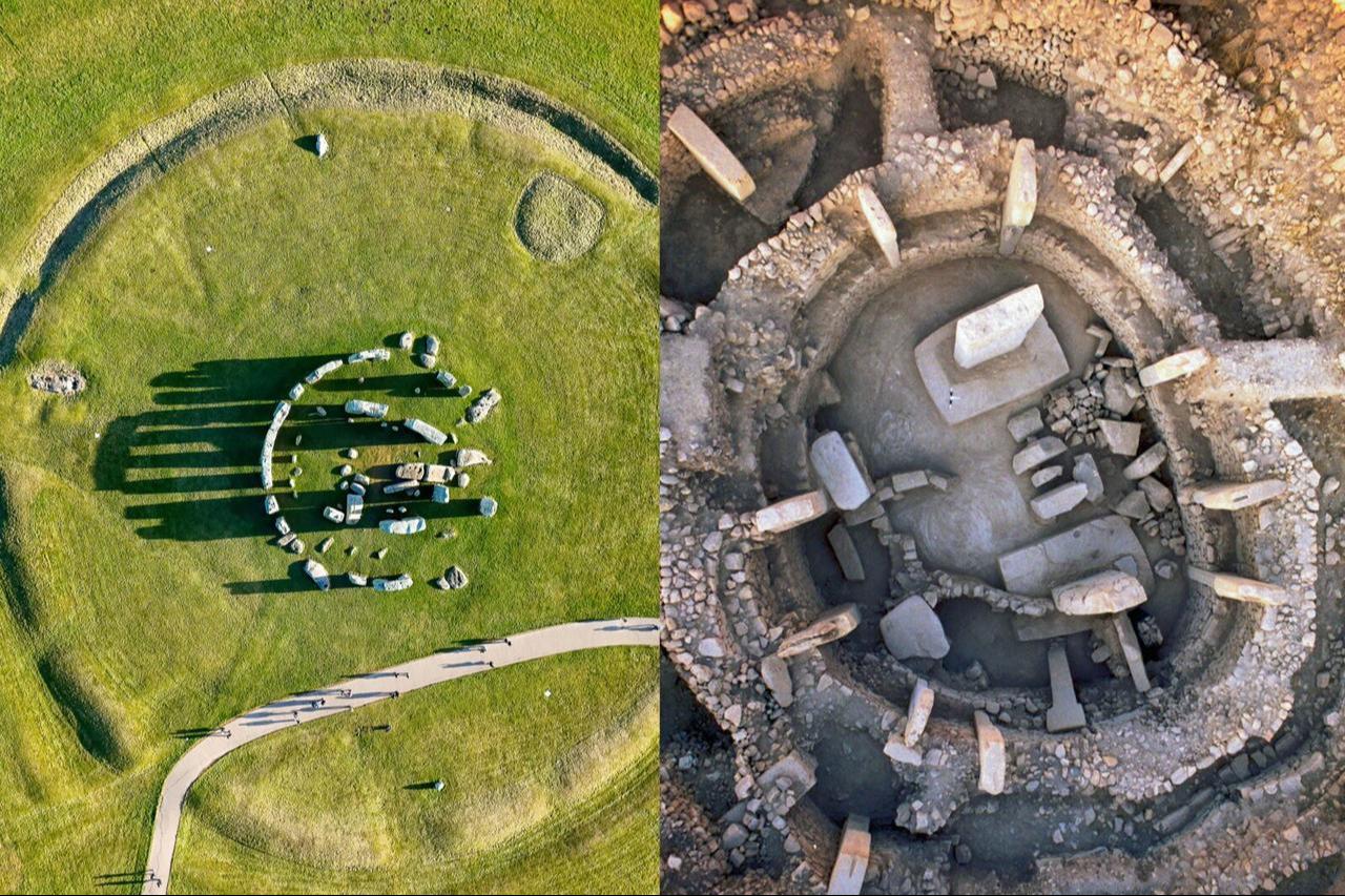 A photo collage of Gobeklitepe and Stonehenge aerial photographs. (Photo collage by Türkiye Today team)