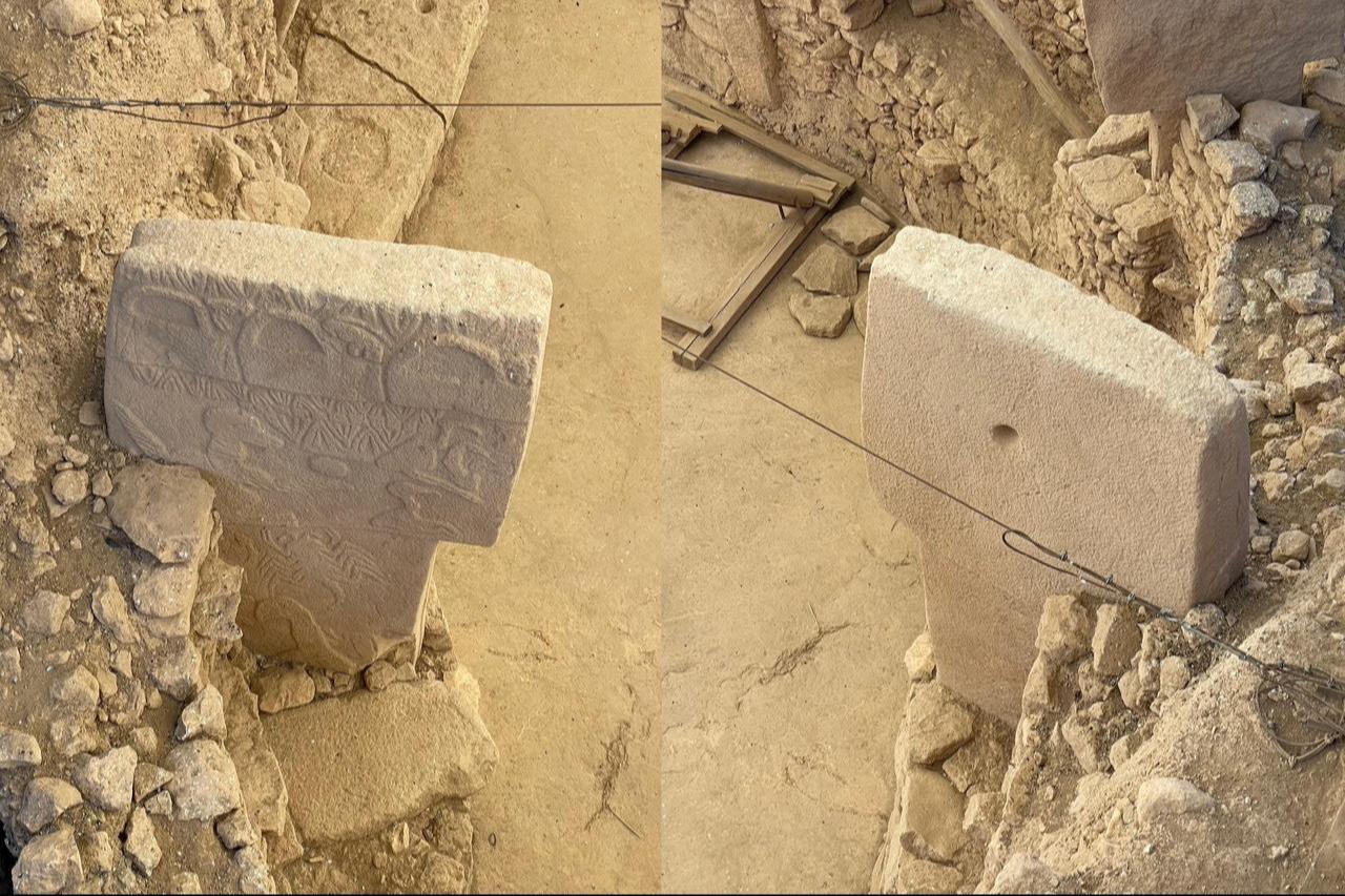 The front and back faces of Pillar 43, Gobeklitepe, Sanliurfa, Türkiye, November 6, 2024. (Photo via Koray Erdogan/Türkiye Today)