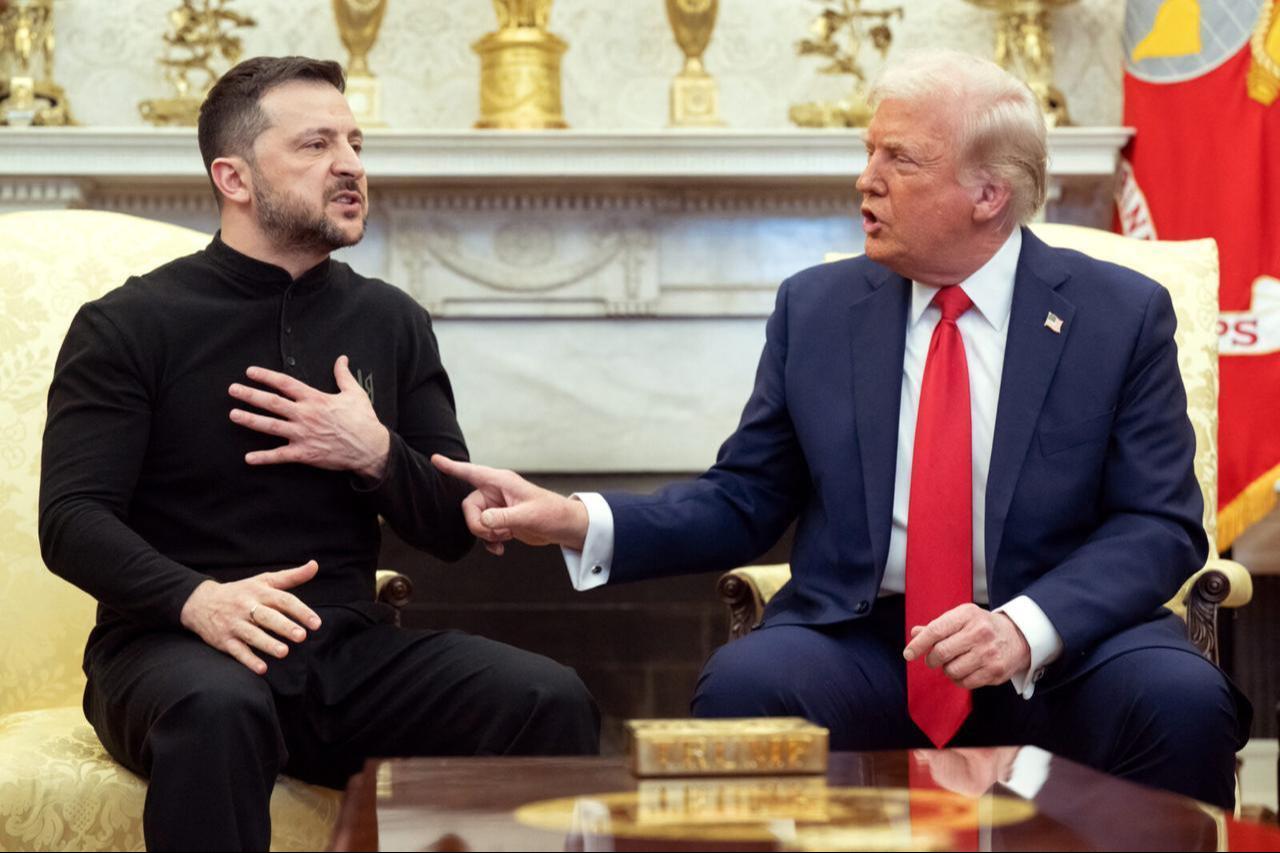 US President Donald Trump and Ukraines President Volodymyr Zelenskyy meet in the Oval Office of the White House in Washington, DC, February 28, 2025. (AFP Photo)