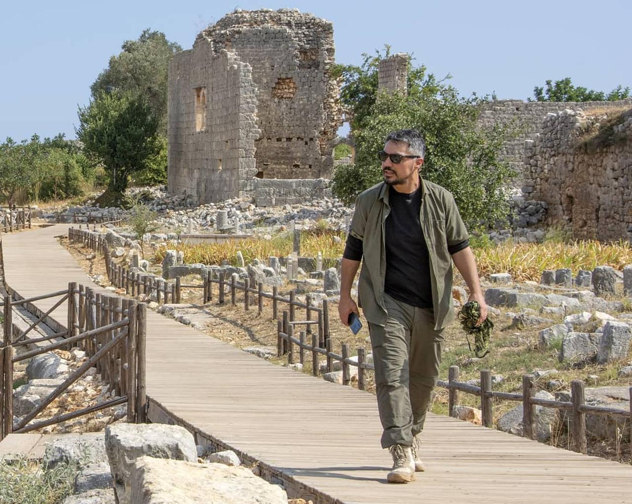 Archaeologist Assoc. Prof. Tuna Akcay in Kanytellis, Mersin, Türkiye, July 18, 2019 (Photo via Koray Erdogan/Türkiye Today)