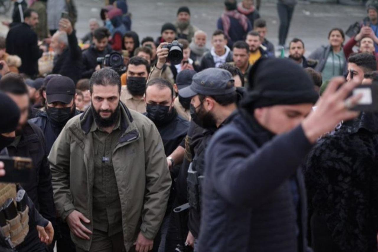 Syrian President Ahmed al-Sharaa in Aleppo after Assad's fall on 4 Dec. , 2024. (Photo via Military Operations Administration)
