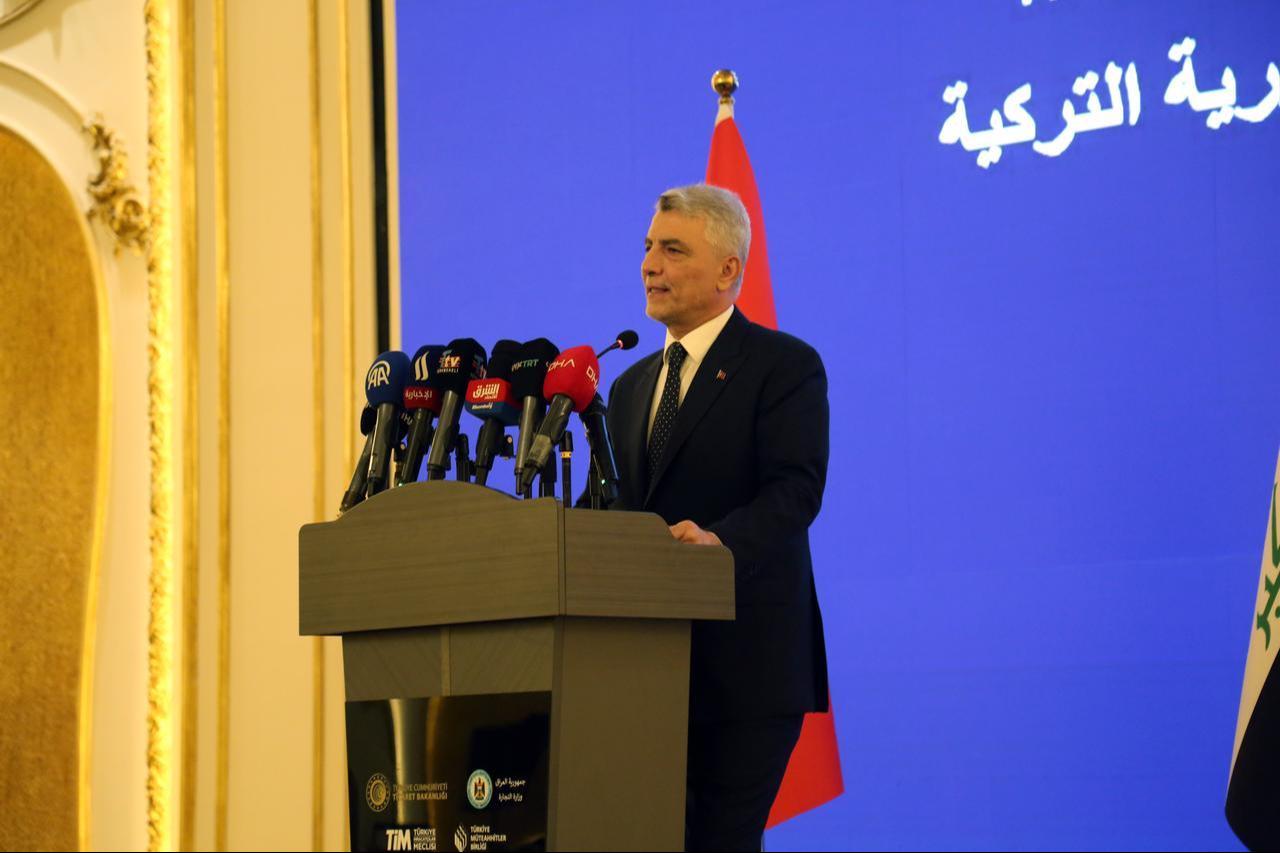 The 2nd Türkiye-Iraq JETCO Meeting was held in Baghdad to boost trade and economic ties, followed by a speech from Trade Minister Omer Bolat, Baghdad, Iraq, on Oct. 30, 2025. (AA Photo)
