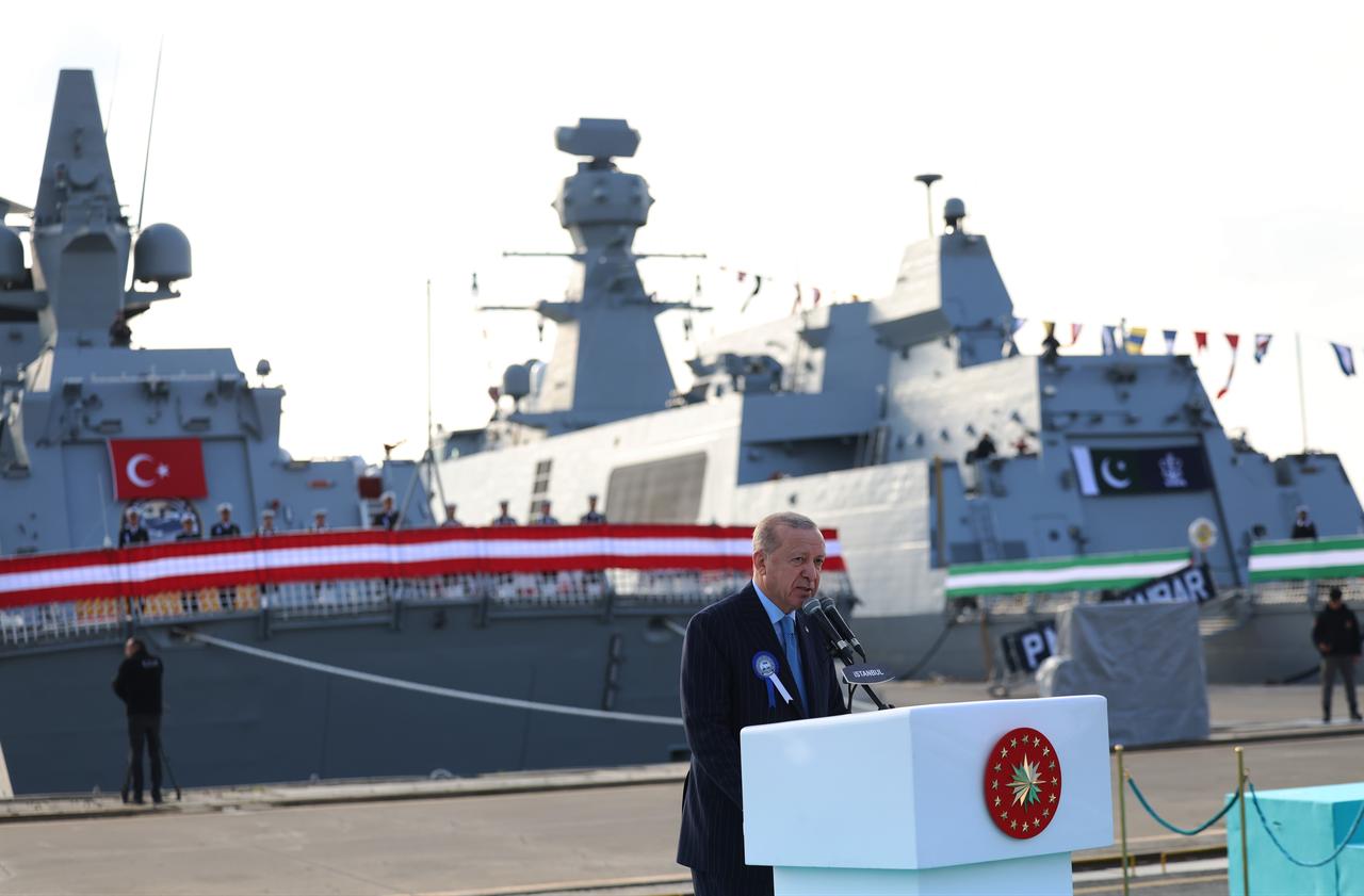 President Erdogan delivers a speech at a ceremony held at the Istanbul Shipyard Command in Istanbul, Türkiye, Dec. 20, 2025. (Photo via Turkish Presidency/Murat Cetinmuhurdar)