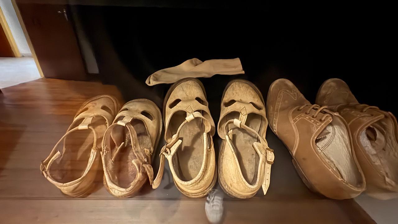 Children’s leather sandals and shoes belonging to the Ilhan family are displayed at the Museum of Barbarism, preserved in the same condition since 1963. (IHA Photo)
