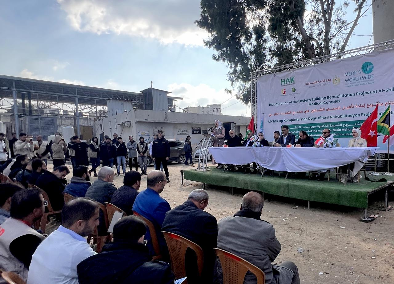 A block of Gaza’s Al-Shifa Hospital has been restored and reopened under a project implemented by Türkiye-based Hak Humanitarian Aid Association, December 20, 2025. (AA Photo)