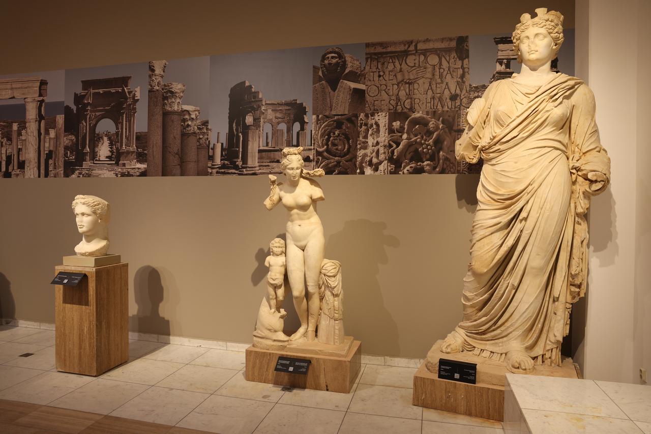 A view of historical artifacts displayed at the Libya National Museum in Tripoli’s Al-Hamra Palace complex, Dec. 22, 2025. (AA Photo)