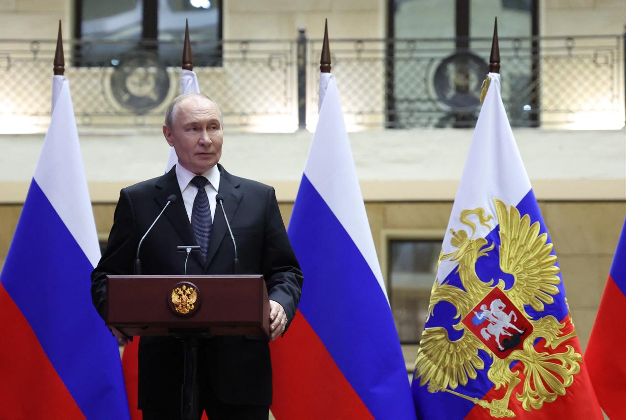 Russia's President Vladimir Putin gives a speech during a ceremony at the National Defence Control Centre in Moscow, Russia on Dec. 17, 2025. (Sputnik/AFP Photo)