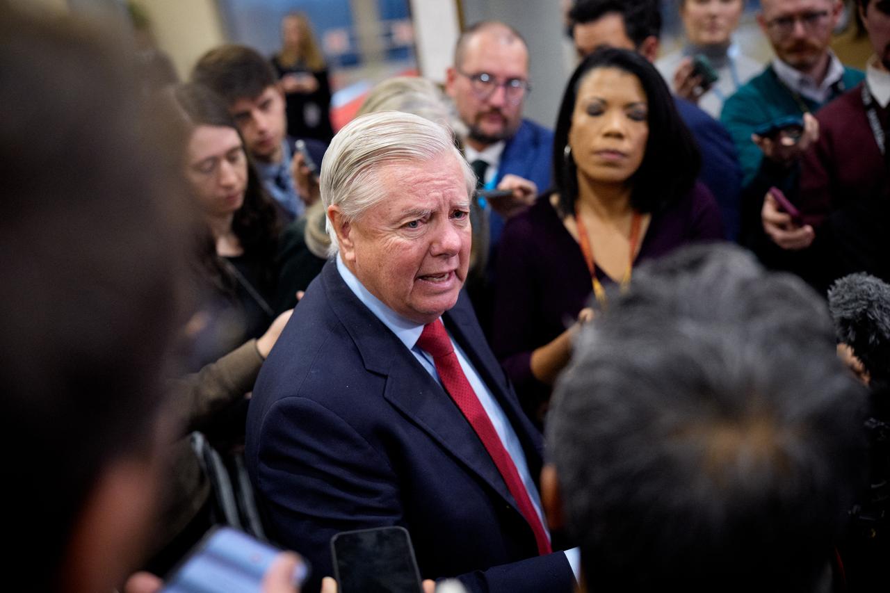 Sen. Lindsey Graham (R-SC) speaks to reporters after a closed-door meeting on Capitol Hill on Dec. 16, 2025, in Washington, DC. (AFP Photo)