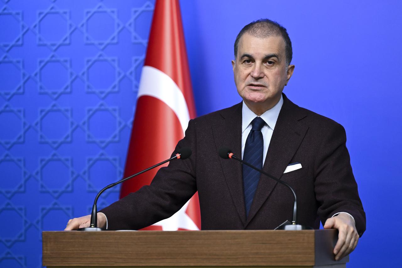 AK Party Spokesman Omer Celik speaking to reporters after a meeting of the AK Party's Central Decision and Executive Board (MKYK) on Dec. 22, 2025. (AA Photo)