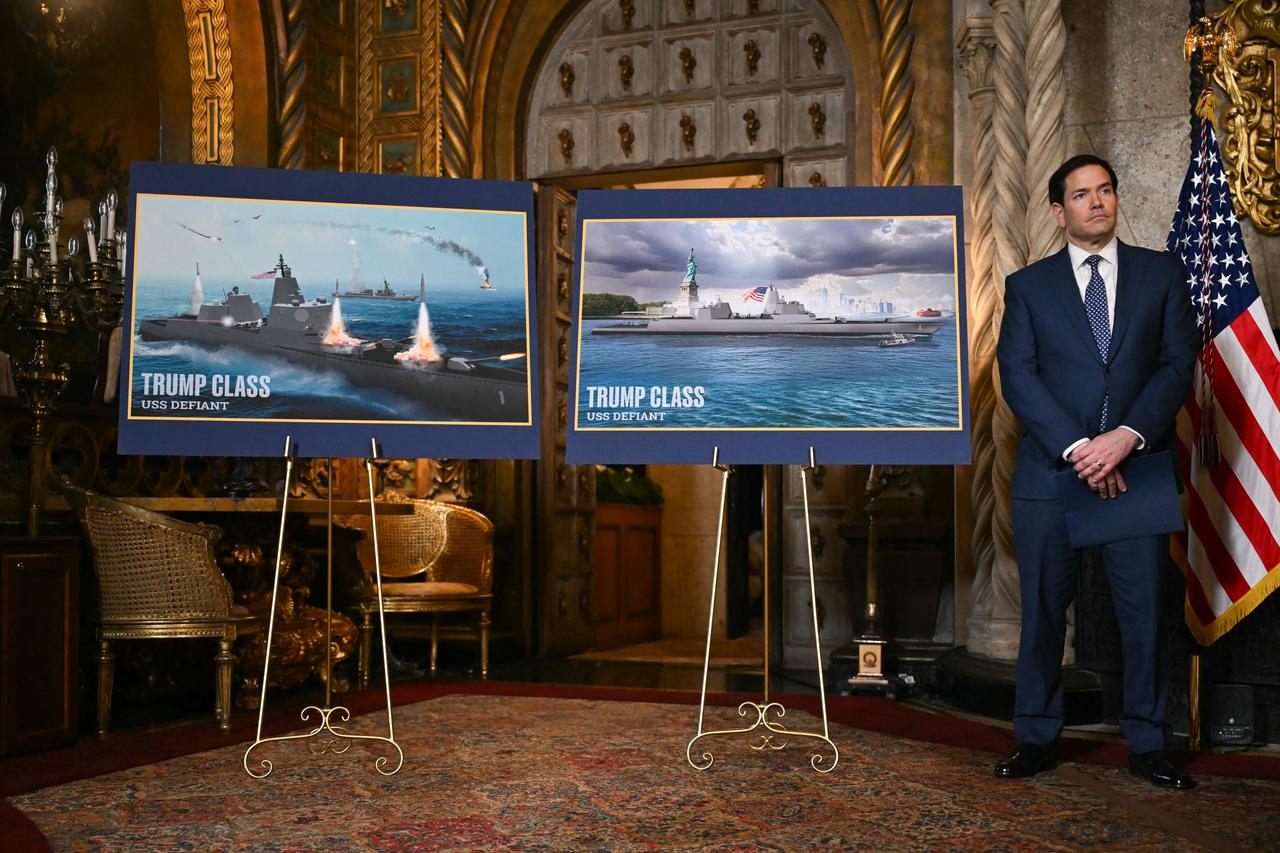 US Secretary of State Marco Rubio listen to US President Donald Trump (off frame) announce the US Navy’s new Golden Fleet initiative, unveiling a new class of warships, at Mar-a-Lago in Palm Beach, Florida, on Dec. 22, 2025. (AFP Photo)