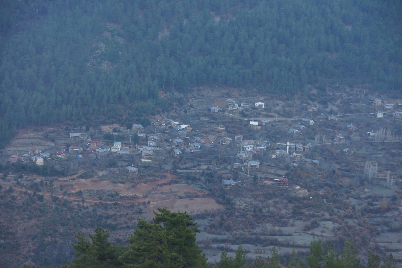 An aerial view of Daran village, located in the Sariveliler district of Karaman, Türkiye, Dec. 23, 2025. (IHA Photo)