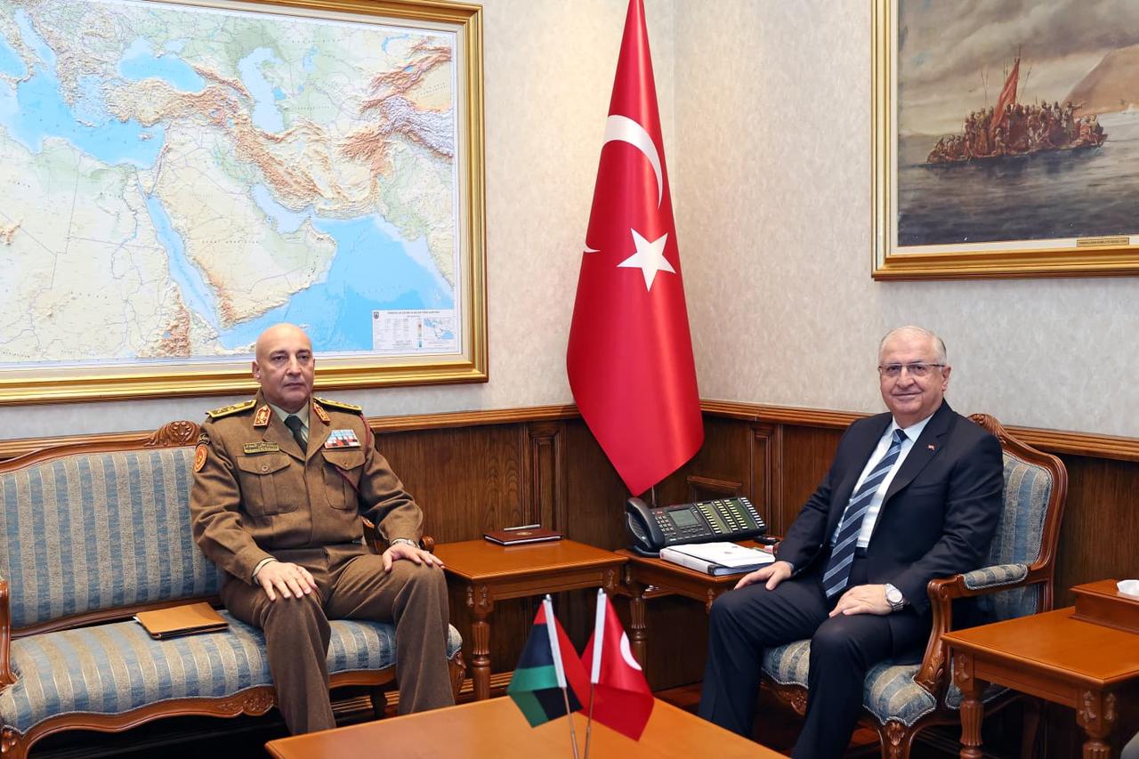 Defense Minister Yasar Guler receives Libyan Chief of General Staff General Muhammed Ali Al-Haddad during their meeting in Ankara, Türkiye on Dec. 23, 2025. (AA Photo)