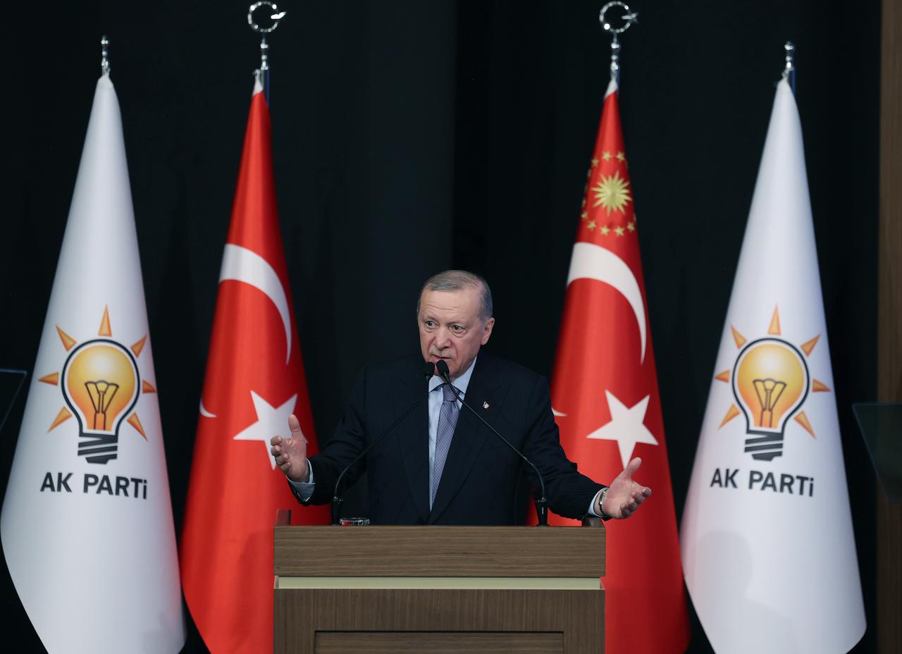 President Recep Tayyip Erdogan makes a speech during the meeting with Provincial Heads in Ankara, Türkiye, December 24, 2025. (Photo via Turkish Presidency/Murat Kula)