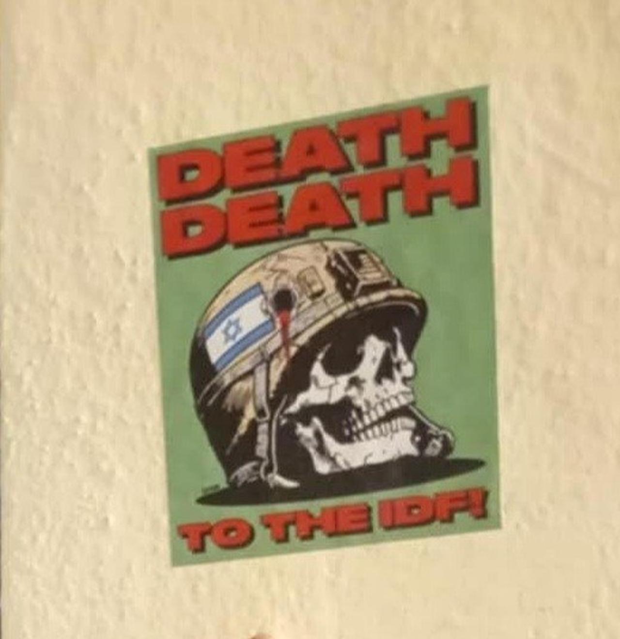 An anti-IDF poster is seen in a central Athens neighbourhood amid ongoing protests over the war in Gaza, Athens, Greece, April 12, 2025. (Photo via Facebook/@Europesaysoxi)