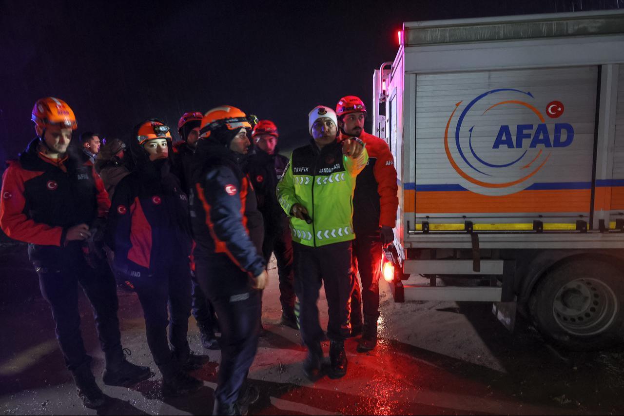 Rescuers work at the wreckage site of a Libya-bound business jet carrying Libyan Chief of Staff General Muhammed Ali Ahmed Al-Haddad, in Ankara, Türkiye Dec. 24, 2025. (AFP Photo)