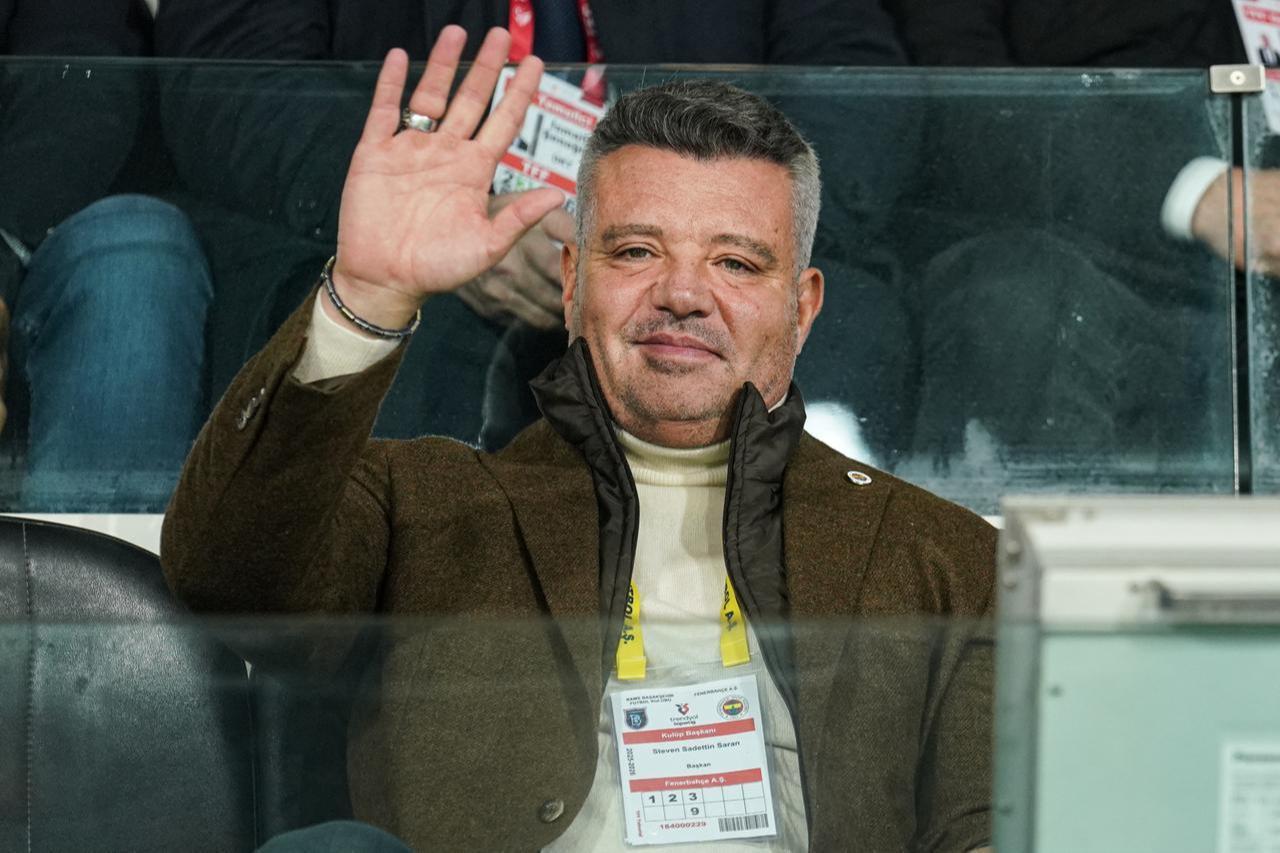 Fenerbahce President Sadettin Saran watches the match between RAMS Basaksehir and Fenerbahce at Basaksehir Fatih Terim Stadium in Istanbul, Türkiye, December 6, 2025. (AA Photo)
