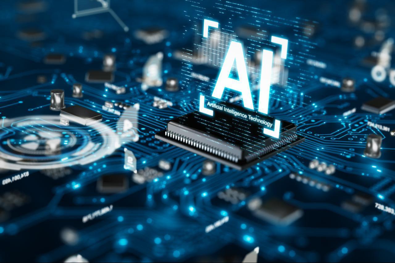 An illustration shows artificial intelligence technology represented by a microchip embedded in a digital circuit board, symbolizing the growing role of AI in modern computing, date and time undisclosed. (Adobe Stock Photo)