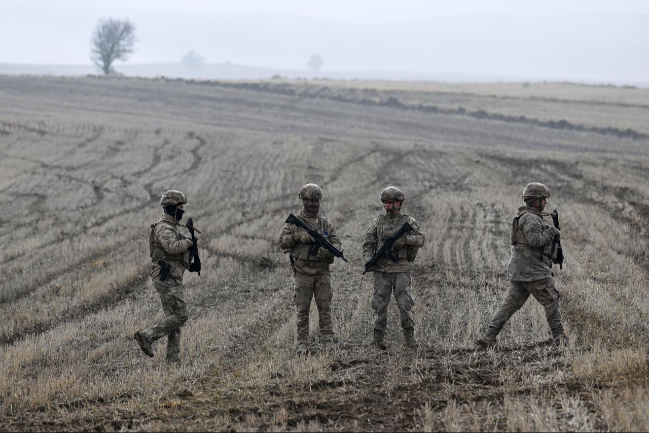 Search operations continue around the wreckage of the private jet carrying Libyan Chief of General Staff General Mohammed Ali Al-Haddad, Dec. 25, 2025. (AA Photo)
