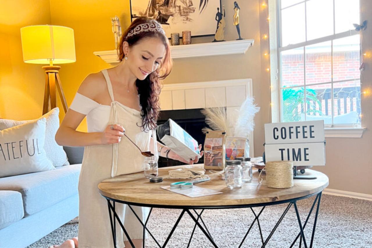 Buse Babadag works on her coffee brand at home after launching her LLC in April 2022, San Antonio, United States, July 17, 2023. (Courtesy of Babadag / Pointe)